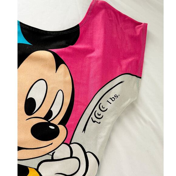 Vintage 90s Disney Mickey Mouse Blue Pink Exercise Jazzercise Leotard One Piece - Picture 4 of 15
